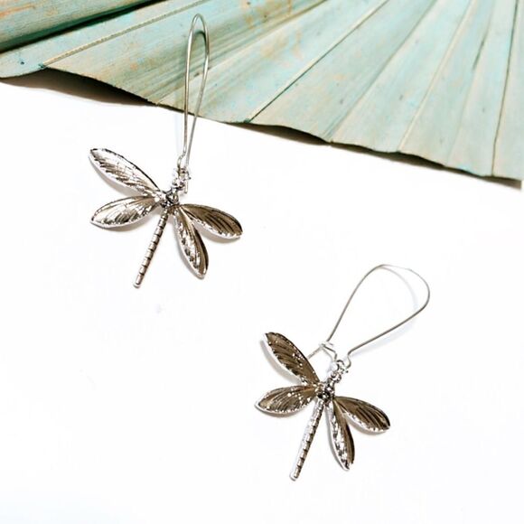 Bohemian dragonfly earrings in silver #580 - Picture 1 of 5